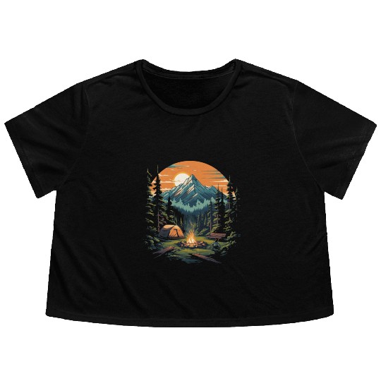 Forest nature trekking adventure Flowy Cropped Tees