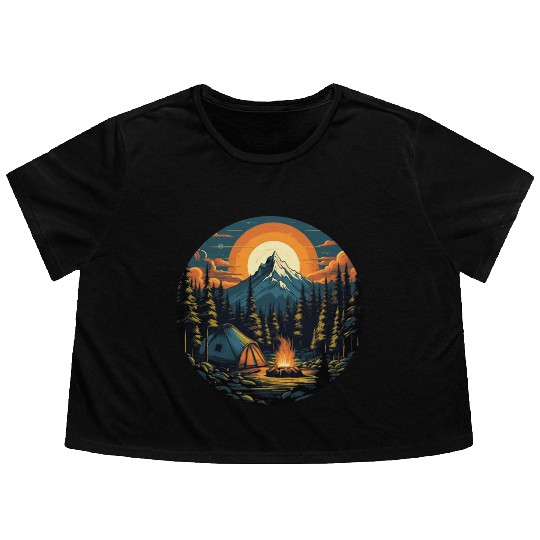 Forest nature trekking adventure Flowy Cropped Tees