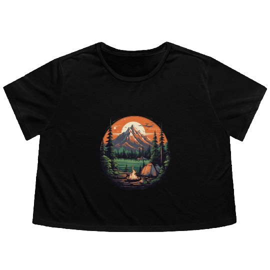 Forest nature trekking adventure Flowy Cropped Tees