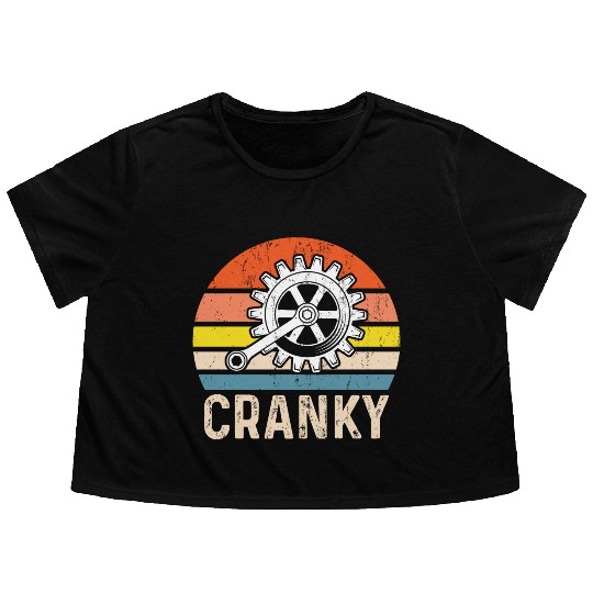 Cranky Vintage Sun funny Bicycle Lovers Flowy Cropped Tees