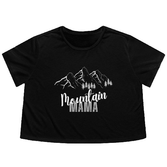 Mountain Mama, 3 Mountain peaks Flowy Cropped Tees