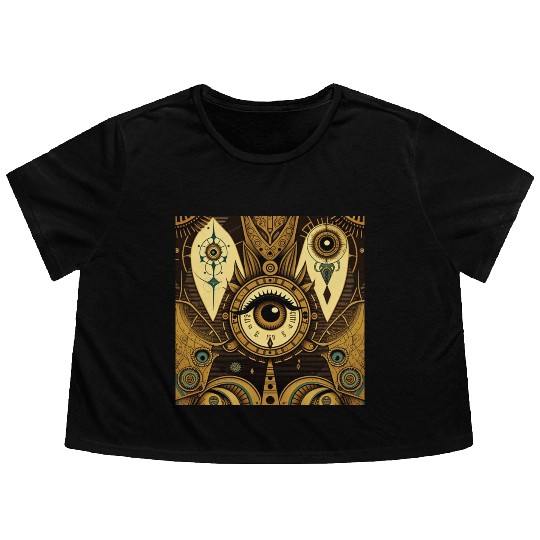 Abstract New Age 1920s Steampunk Design Flowy Cropped Tees