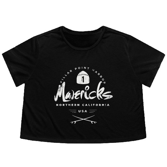 Mavericks Pillar Point California Flowy Cropped Tees