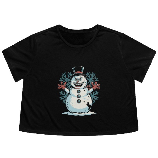 frosty snowman creepy Flowy Cropped Tees
