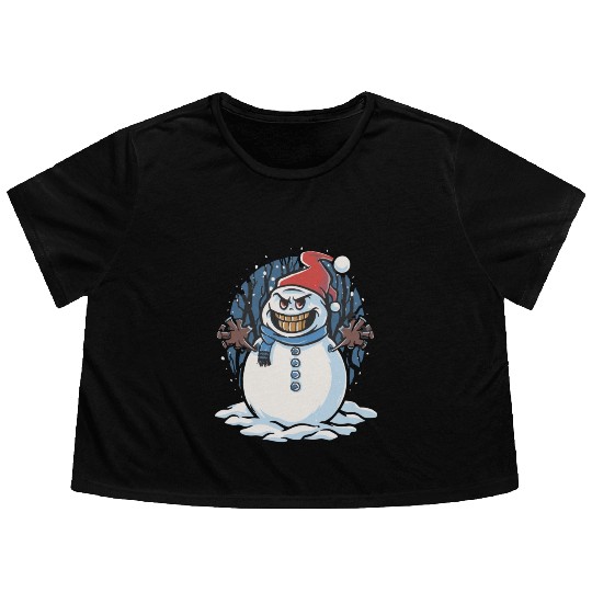 frosty snowman creepy Flowy Cropped Tees
