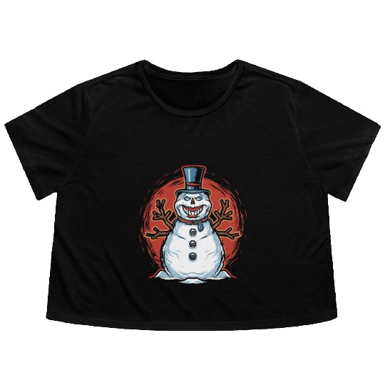 frosty snowman creepy Flowy Cropped Tees