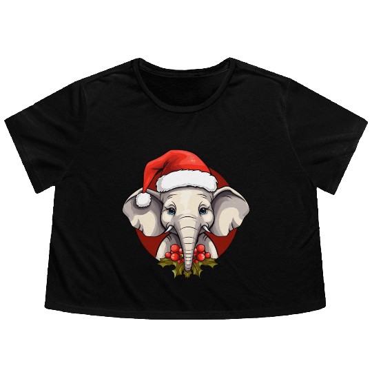 Elephant Christmas Flowy Cropped Tees