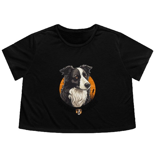Border Collie my favorite dog Flowy Cropped Tees