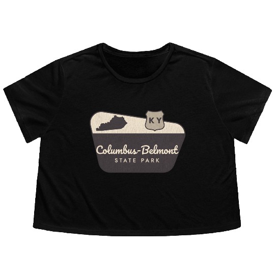 Columbus-Belmont State Park Kentucky Welcome Sign Flowy Cropped Tees