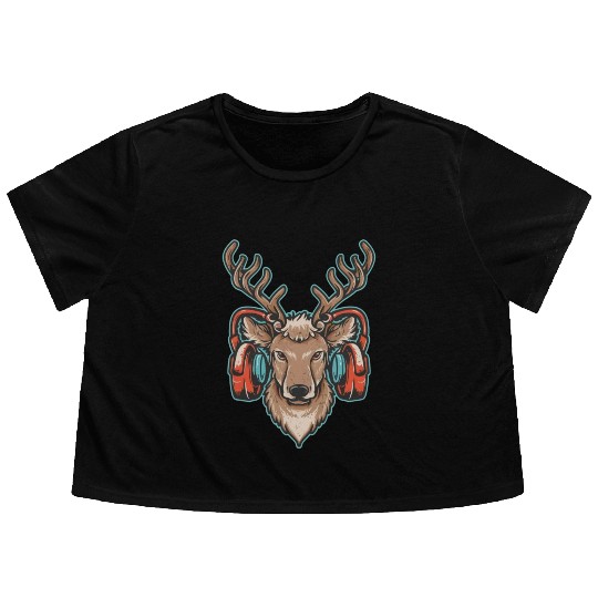 Gamer Reindeer Flowy Cropped Tees