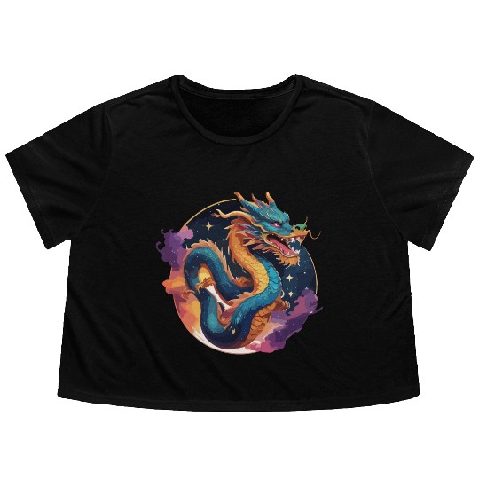 traditional Chinese dragon Flowy Cropped Tees