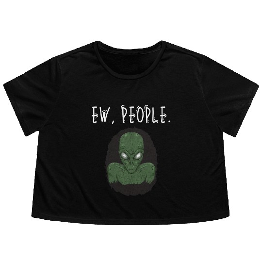 Ew People Scary Alien Shape Flowy Cropped Tees