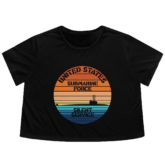 Sunset Us Submarine Force Silent Service Flowy Cropped Tees