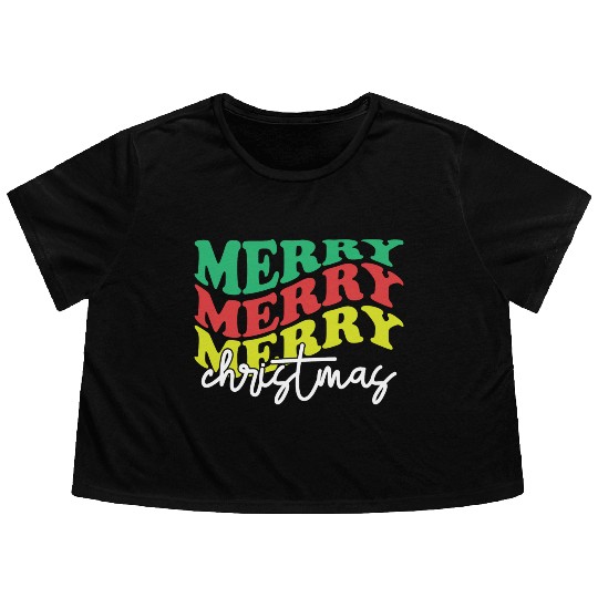 Merry merry merry Christmas, Xmas Design Flowy Cropped Tees
