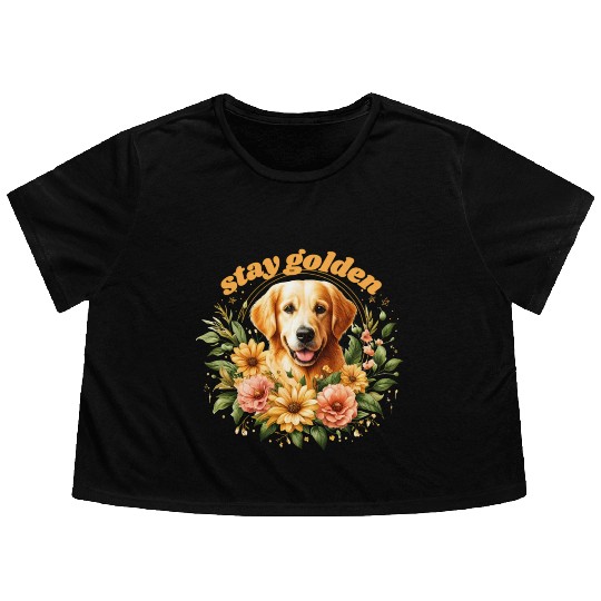 Cute Golden Retriever Flowy Cropped Tees