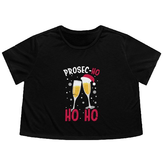 Prosec Ho Ho Ho Presecco Vacation Flowy Cropped Tees