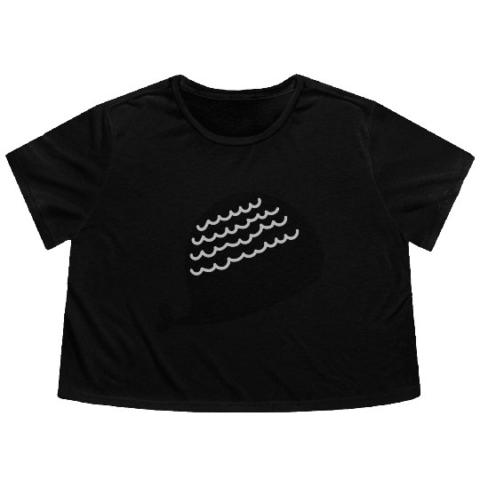 Lonely Black Whale In The Ocean Flowy Cropped Tees