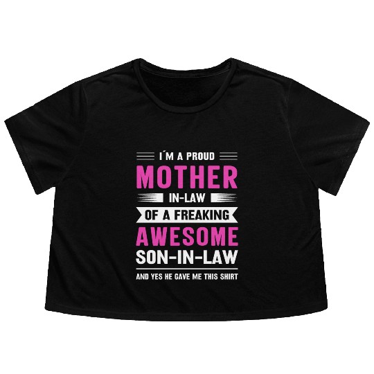Mothers day mom son-in-law Flowy Cropped Tees
