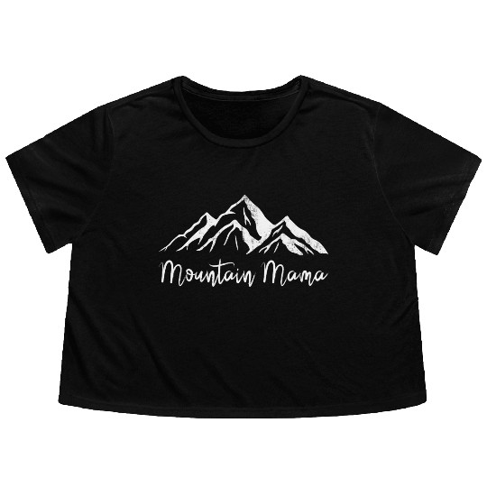 Mothers day mountain mama Flowy Cropped Tees