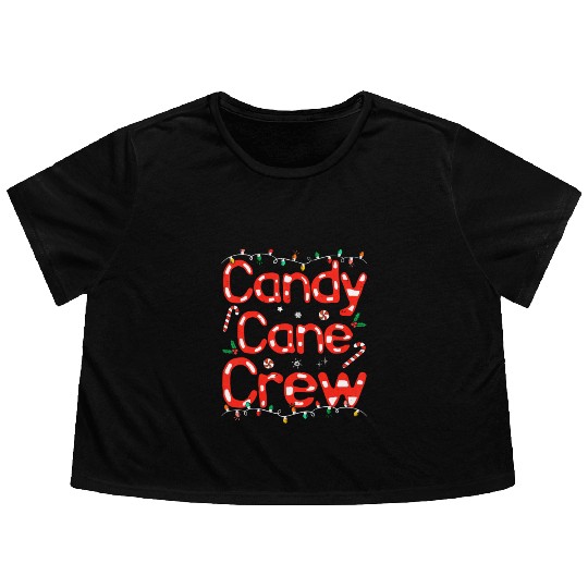 Candy Cane Crew Funny Christmas Candy Cane Lover Flowy Cropped Tees