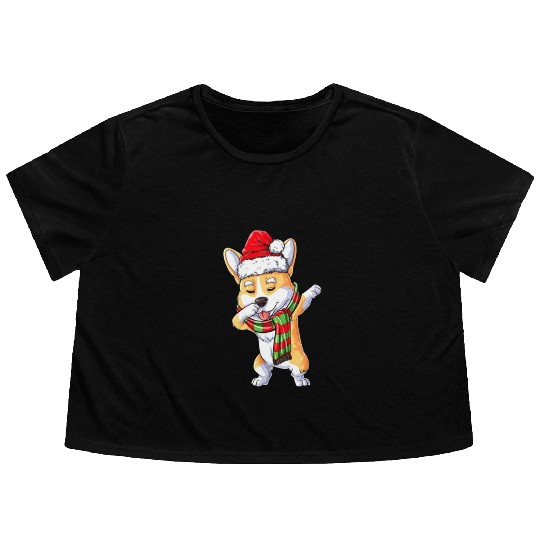 corgi dance Flowy Cropped Tees
