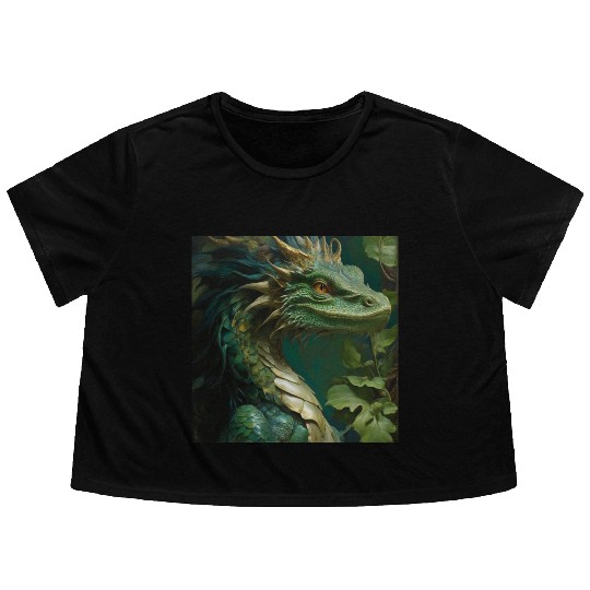 green dragon Flowy Cropped Tees