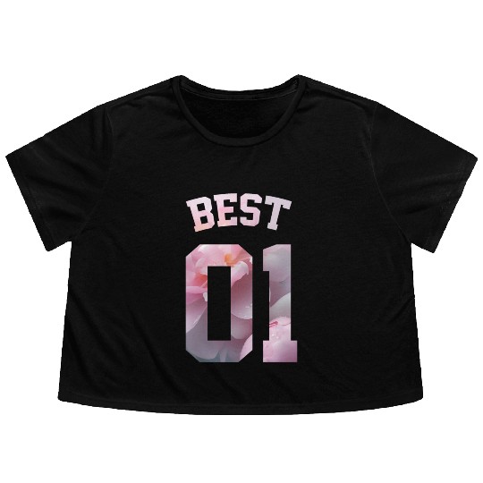 Flower Best Friends for 3 - best 01 Flowy Cropped Tees
