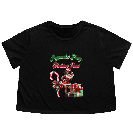 Peppermint Pinup, Mistletoe Tease Flowy Cropped Tees