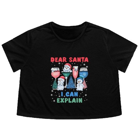Schneemann Dear Santa I can Explain Funny Flowy Cropped Tees