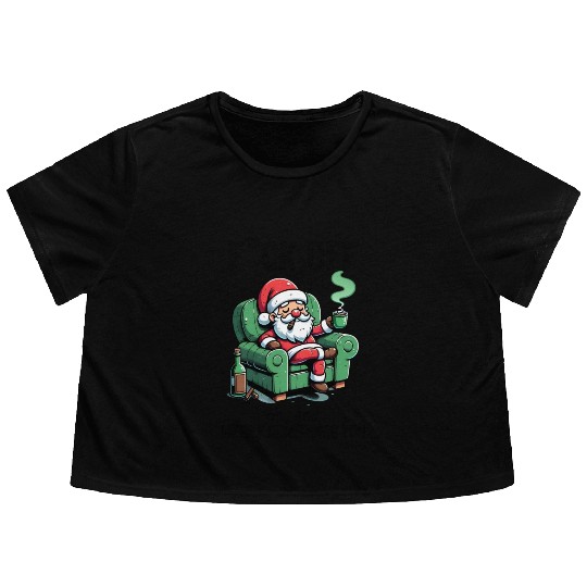 Funny Christmas F*ck Off Merry Christmas Flowy Cropped Tees
