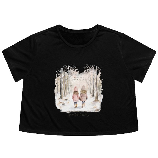Cute Kids In Winter Wonderland Flowy Cropped Tees