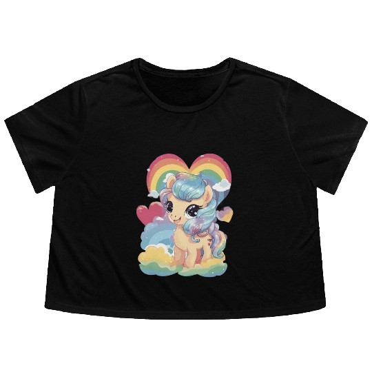 Forever Love Pony Flowy Cropped Tees