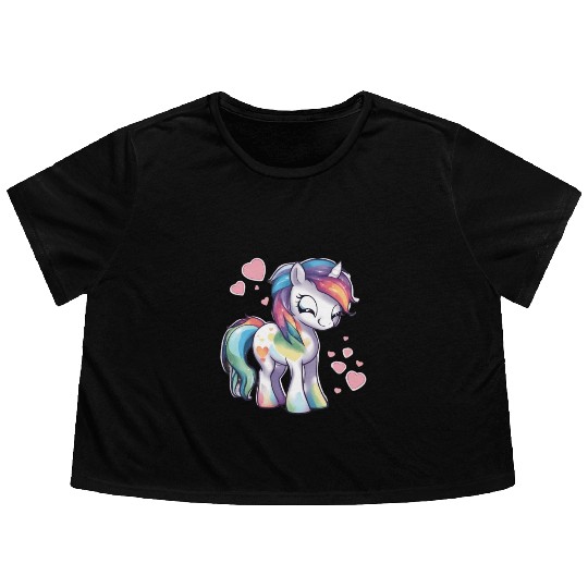 Valentine Pony Flowy Cropped Tees
