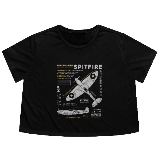 Supermarine Spitfire Flowy Cropped Tees