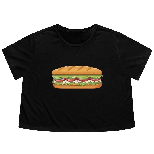 Subway Sandwich Design Flowy Cropped Tees