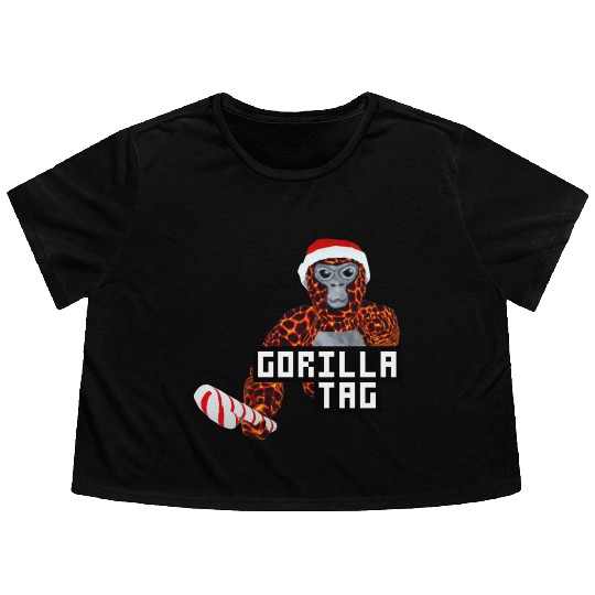 Gorilla Tag Santa Monkey Candy Cane Gorilla Flowy Cropped Tees