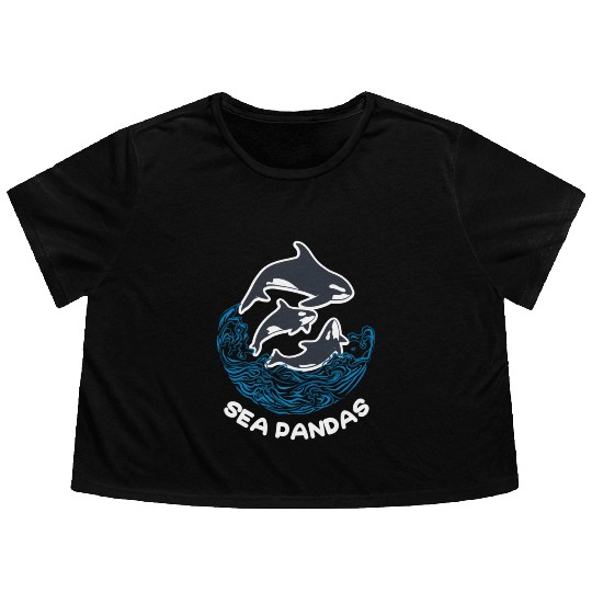 Sea Panda Orca Wild Panda Bamboo Flowy Cropped Tees