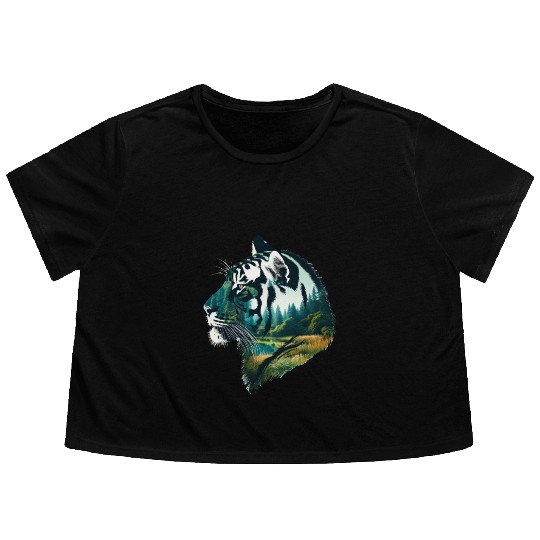 Nature in Tiger Pattern Flowy Cropped Tees