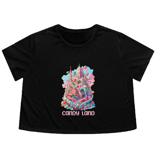 Let's Go Candy Land Graphic Flowy Cropped Tees