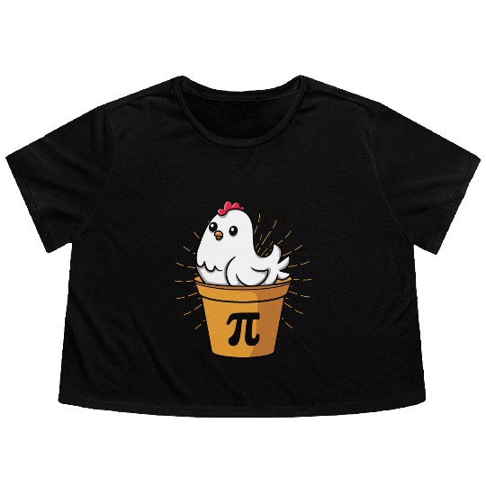 Chicken Pot Pie Funny Pi Day Math Equations Flowy Cropped Tees