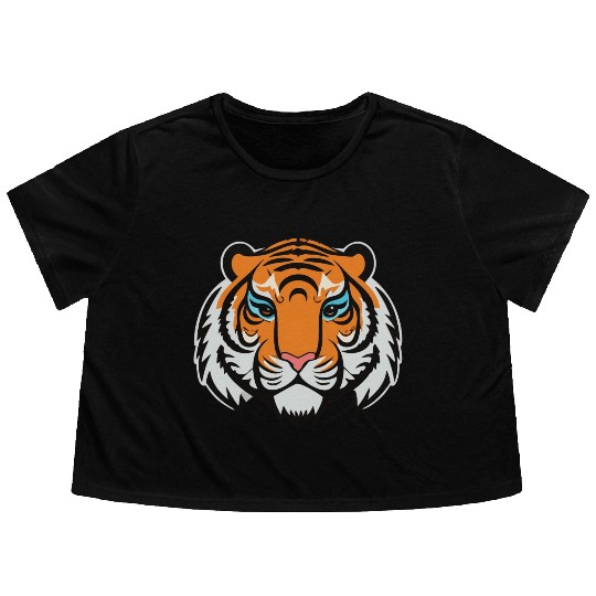 cute tiger design Flowy Cropped Tees