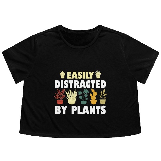 Easily Distracted By Plants Flowy Cropped Tees