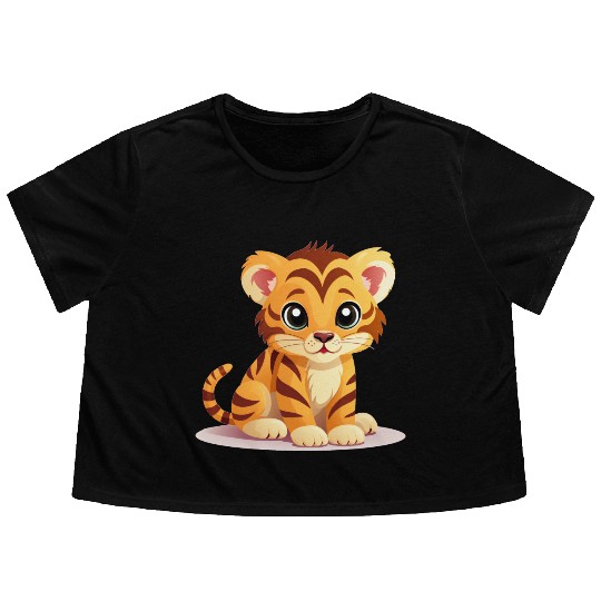 Cute Tiger Cub Flowy Cropped Tees