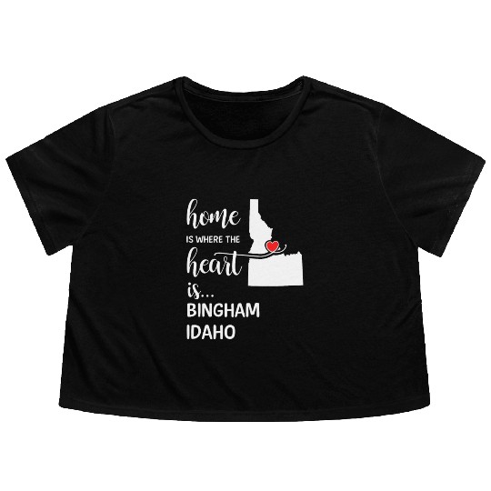 Bingham County Idaho Is Where My Heart Is Cool Flowy Cropped Tees