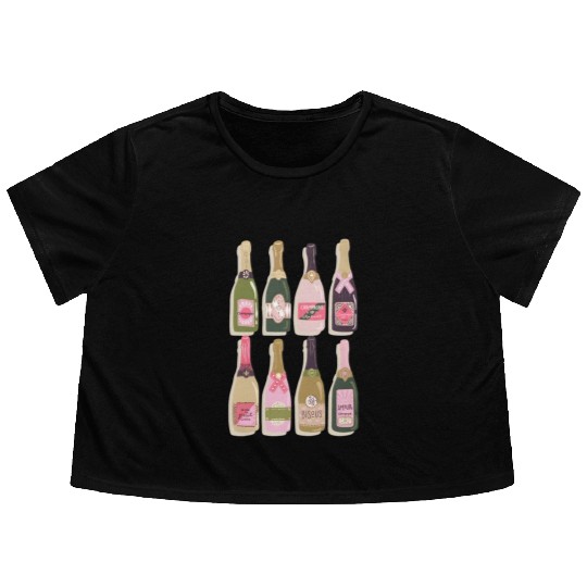 Champagne Bottles New Year Eves 2022 Py Flowy Cropped Tees