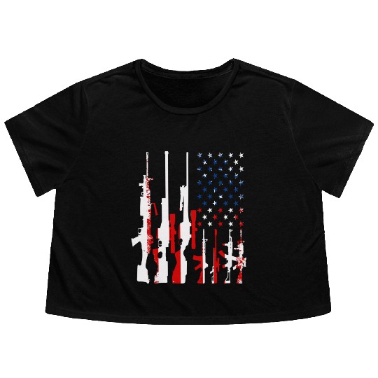Rifle gun flag Flowy Cropped Tees