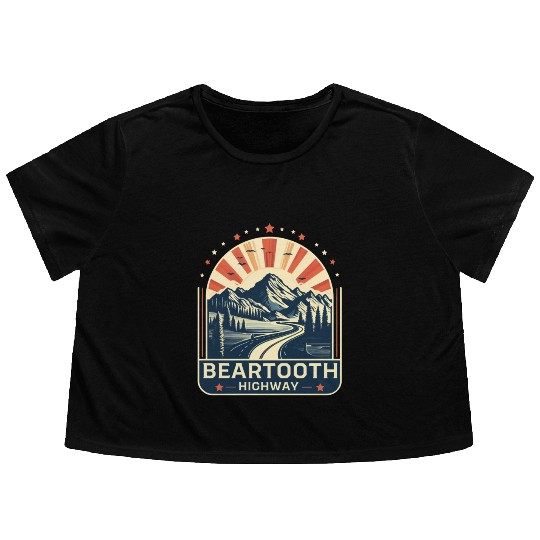 Beartooth Highway US 212 Flowy Cropped Tees