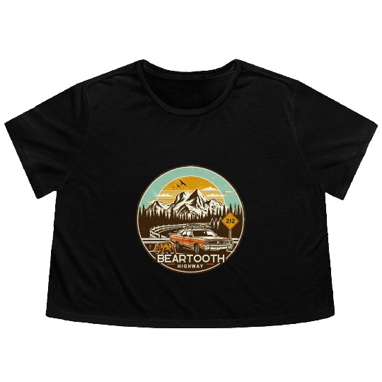 Beartooth Highway US 212 Flowy Cropped Tees