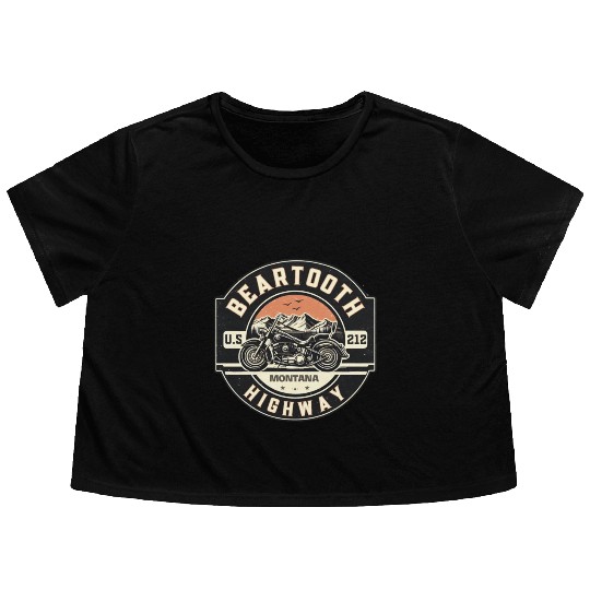 Beartooth Highway US 212 Flowy Cropped Tees