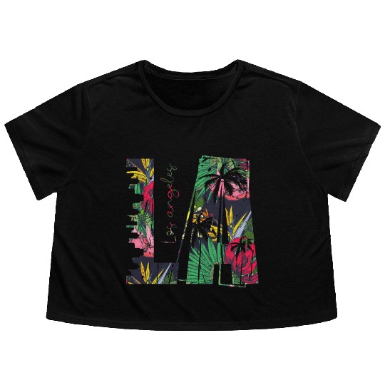 los angeles usa america california patriot travel Flowy Cropped Tees